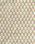 Anna Block Printed Linen Upholstery Cut Out Fabric 1 Yard Deep Camel and Warm White Linen Fabric