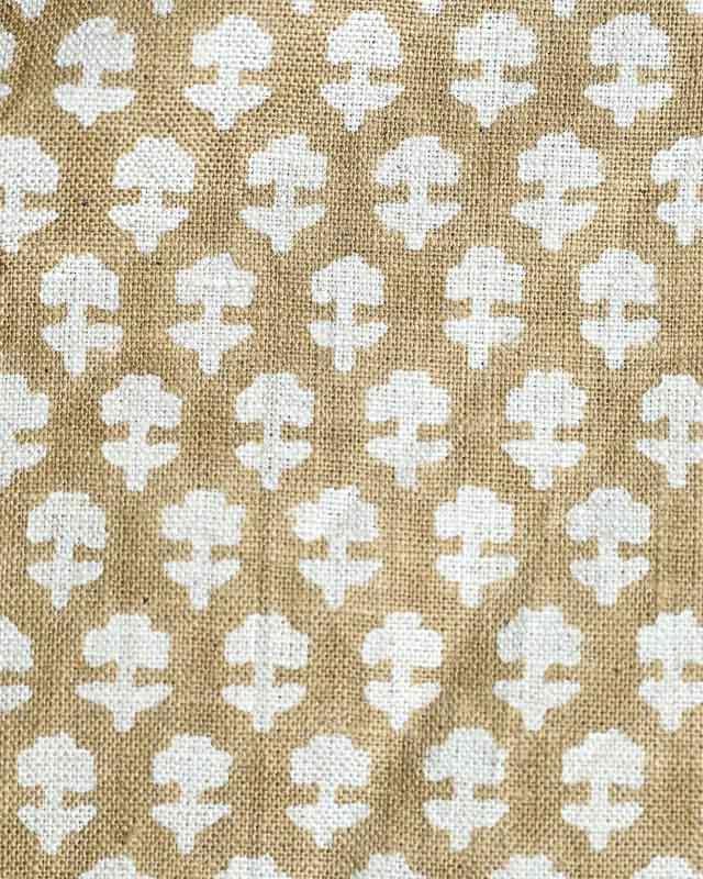 Anna Block Printed Linen Upholstery Cut Out Fabric Linen Fabric