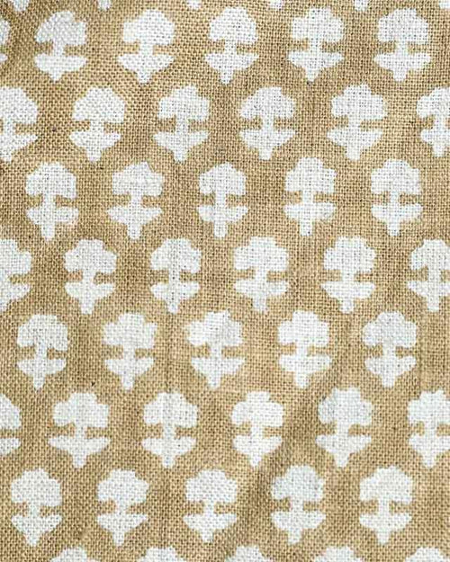 Anna Block Printed Linen Upholstery Cut Out Fabric Linen Fabric