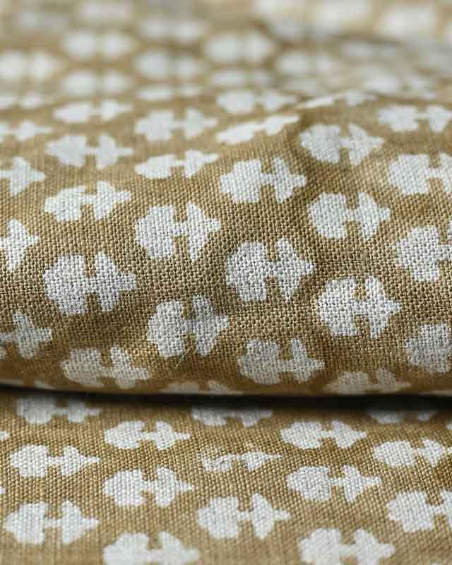 Anna Block Printed Linen Upholstery Cut Out Fabric Linen Fabric