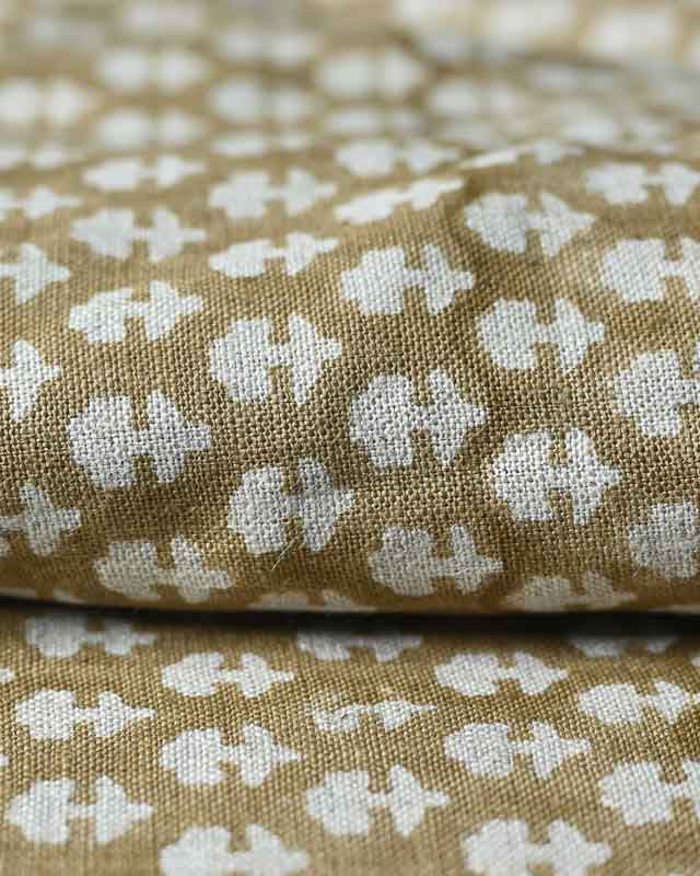 Anna Block Printed Linen Upholstery Fabric Linen Fabric