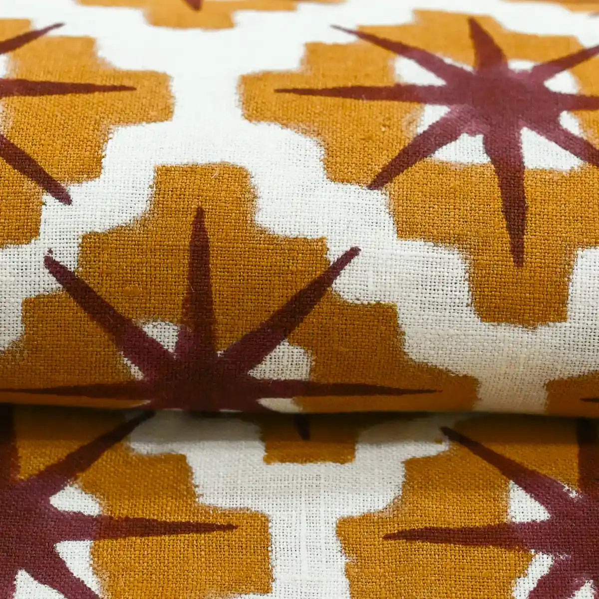 Hillary Hand Block Print Linen Linen Fabric
