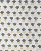 Arianna Block Printed Upholstery Linen Fabric Natural Linen and Sage Linen Fabric