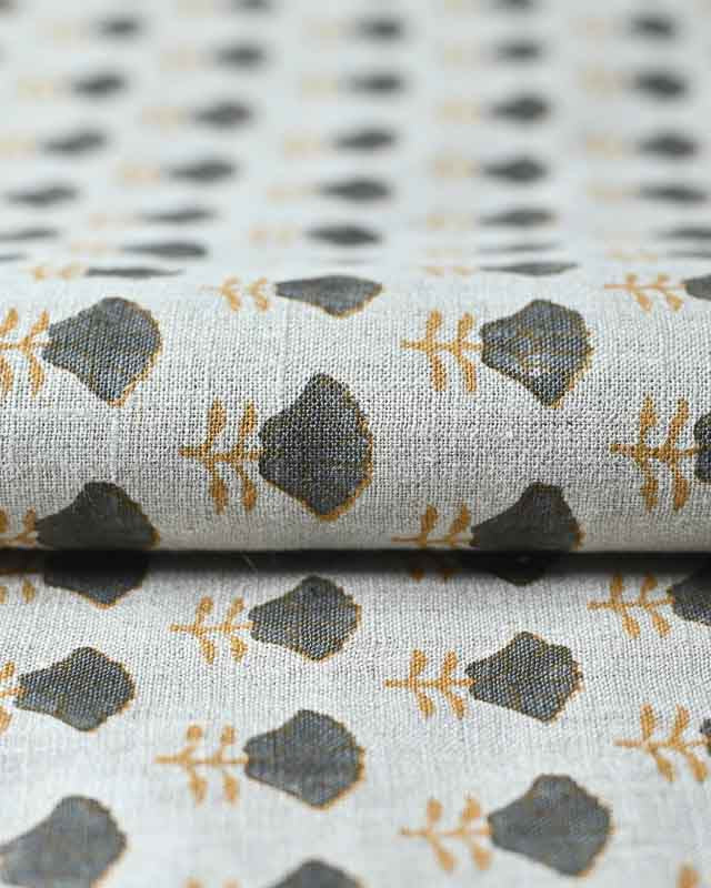 Arianna Block Printed Upholstery Linen Fabric Linen Fabric