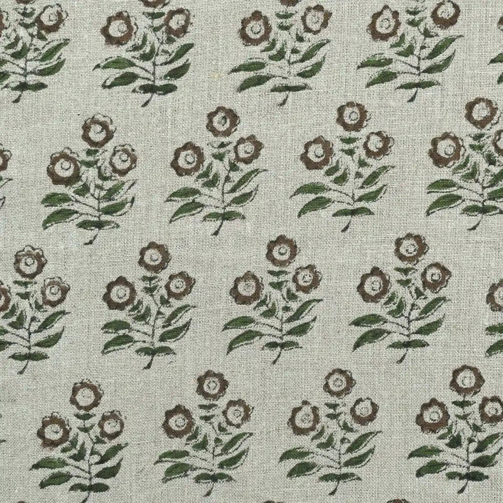 Briannah Thin Fabric for Upholstery Yard Natural Linen and Fern Linen Fabric