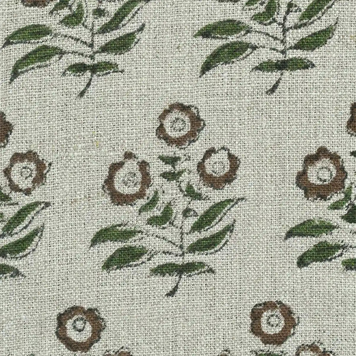 Briannah Thin Fabric for Upholstery Swatch Natural Linen and Fern Linen Fabric
