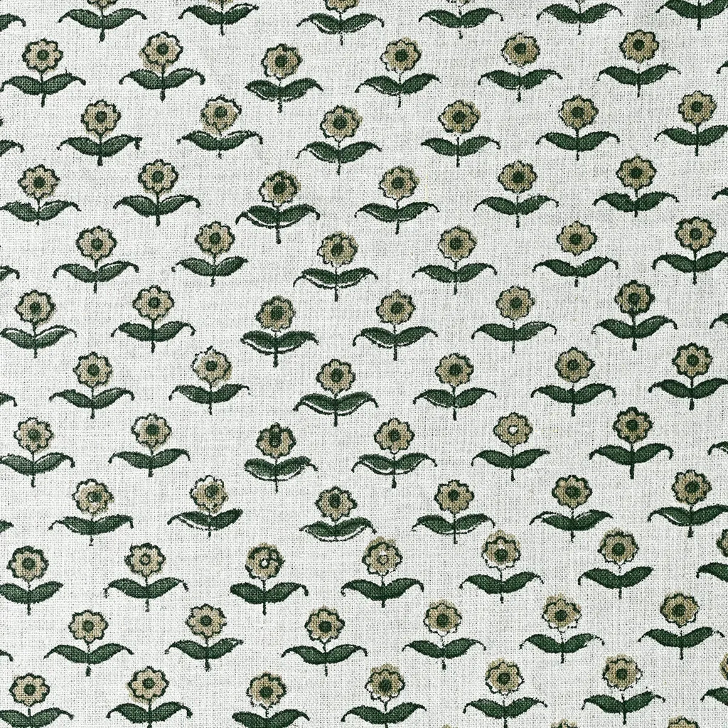 Zinni Handloom Block Print Linen Fabric Yard Grass Linen Fabric