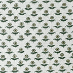 Zinni Handloom Block Print Linen Fabric Yard Grass Linen Fabric