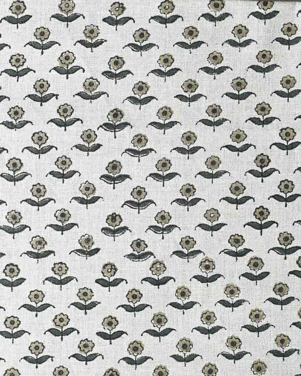 Zinni Handloom Block Print Linen Fabric