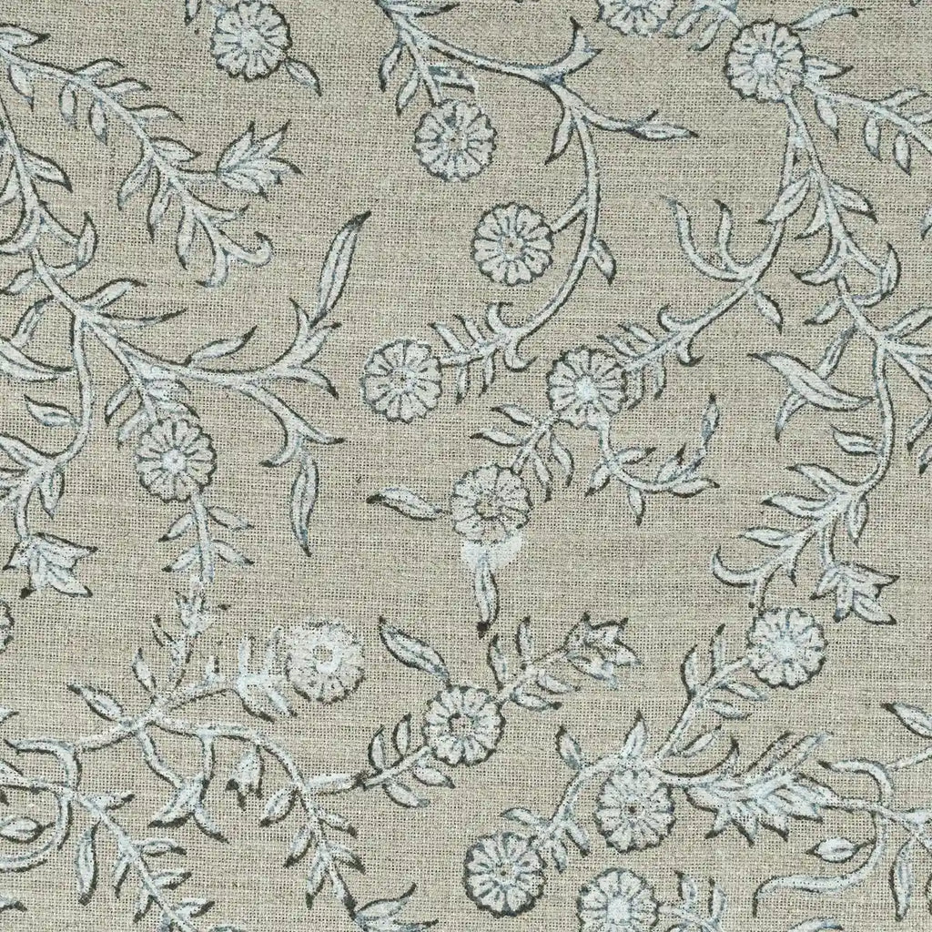Louis Block Print Upholstery Linen Fabric Yard White Linen Fabric