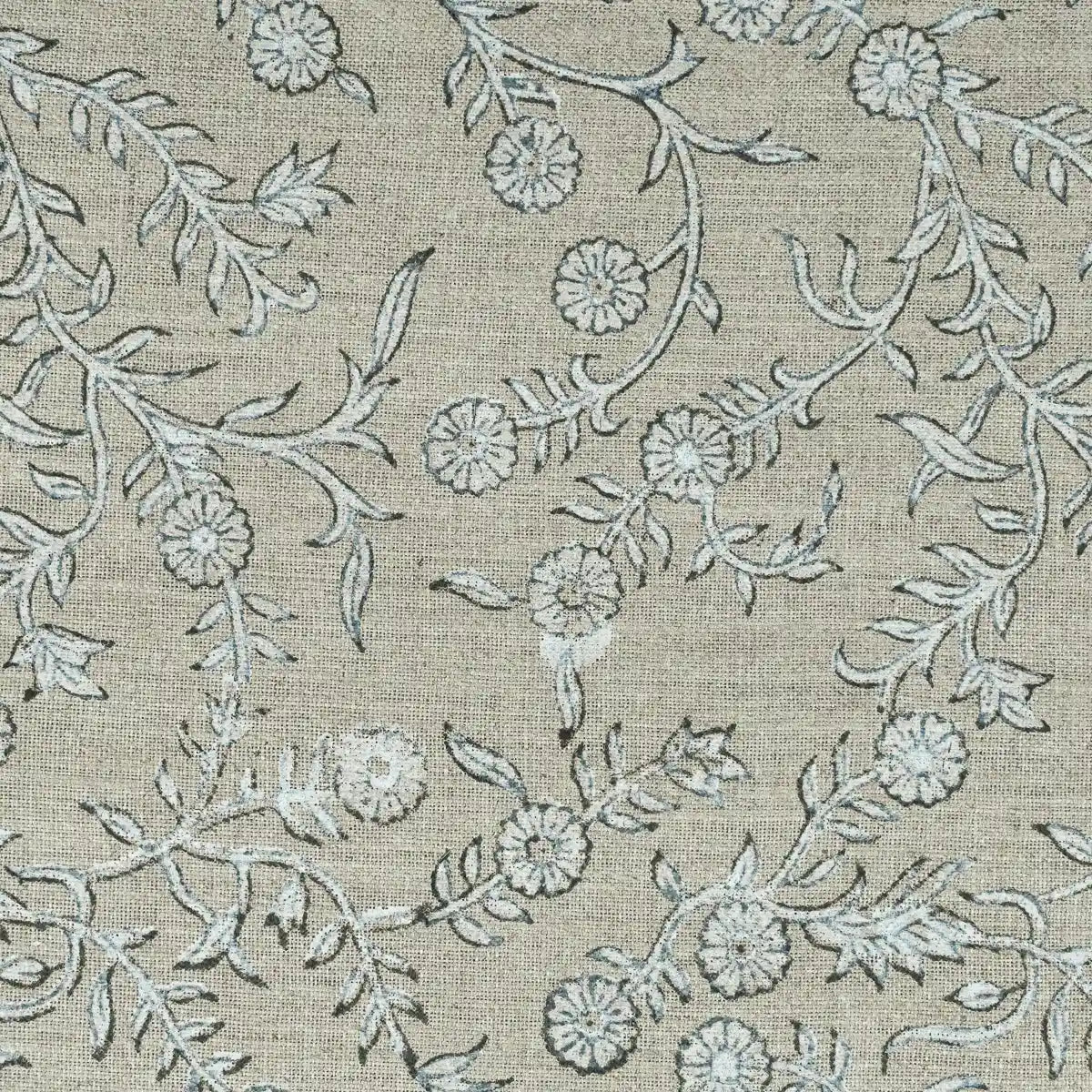 Louis Block Print Upholstery Linen Fabric Yard White Linen Fabric