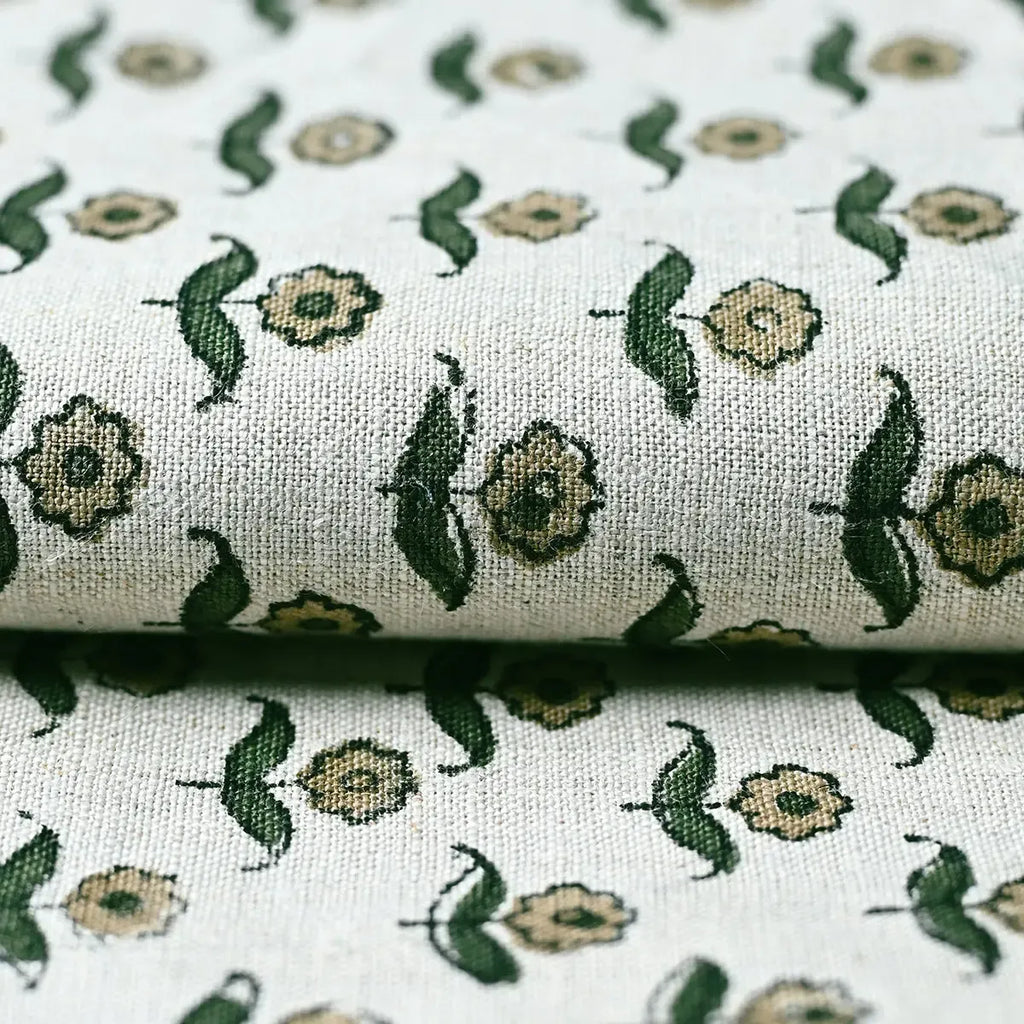 Zinni Handloom Block Print Linen Fabric Linen Fabric