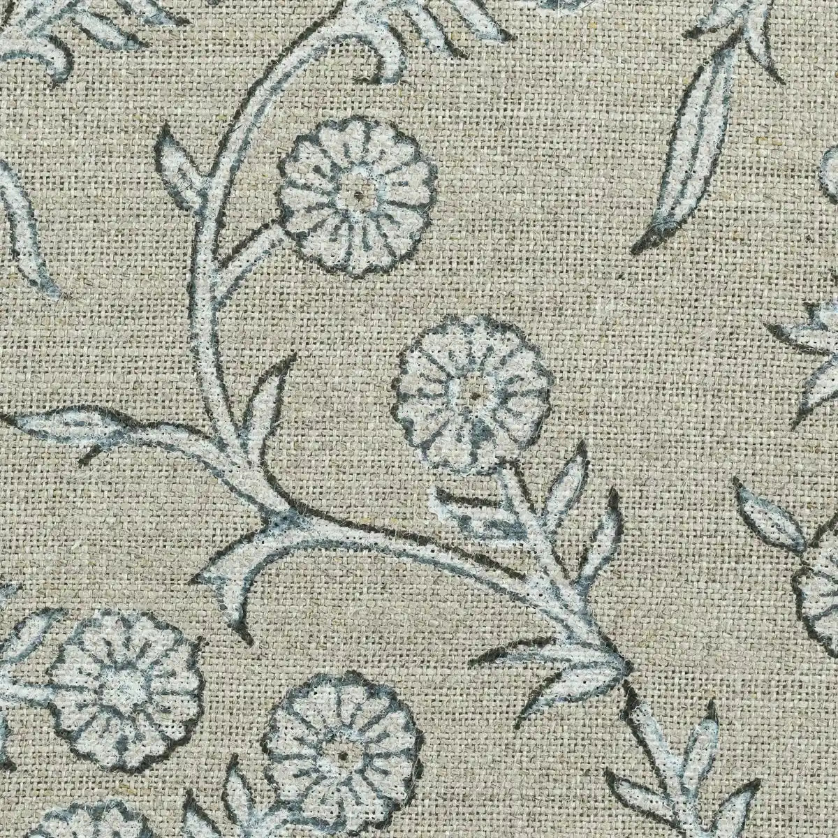 Louis Block Print Upholstery Linen Fabric Swatch White Linen Fabric