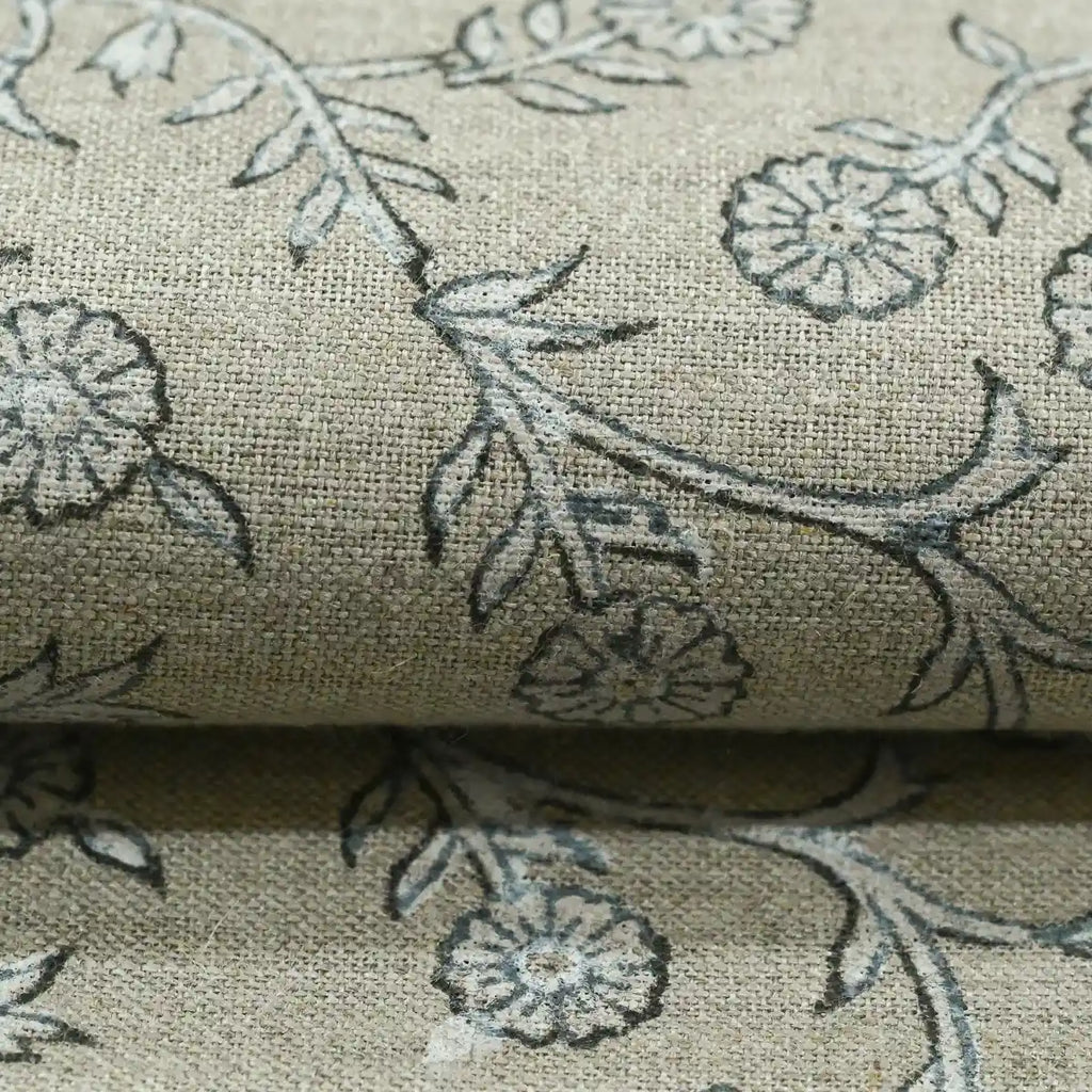 Louis Block Print Upholstery Linen Fabric Linen Fabric