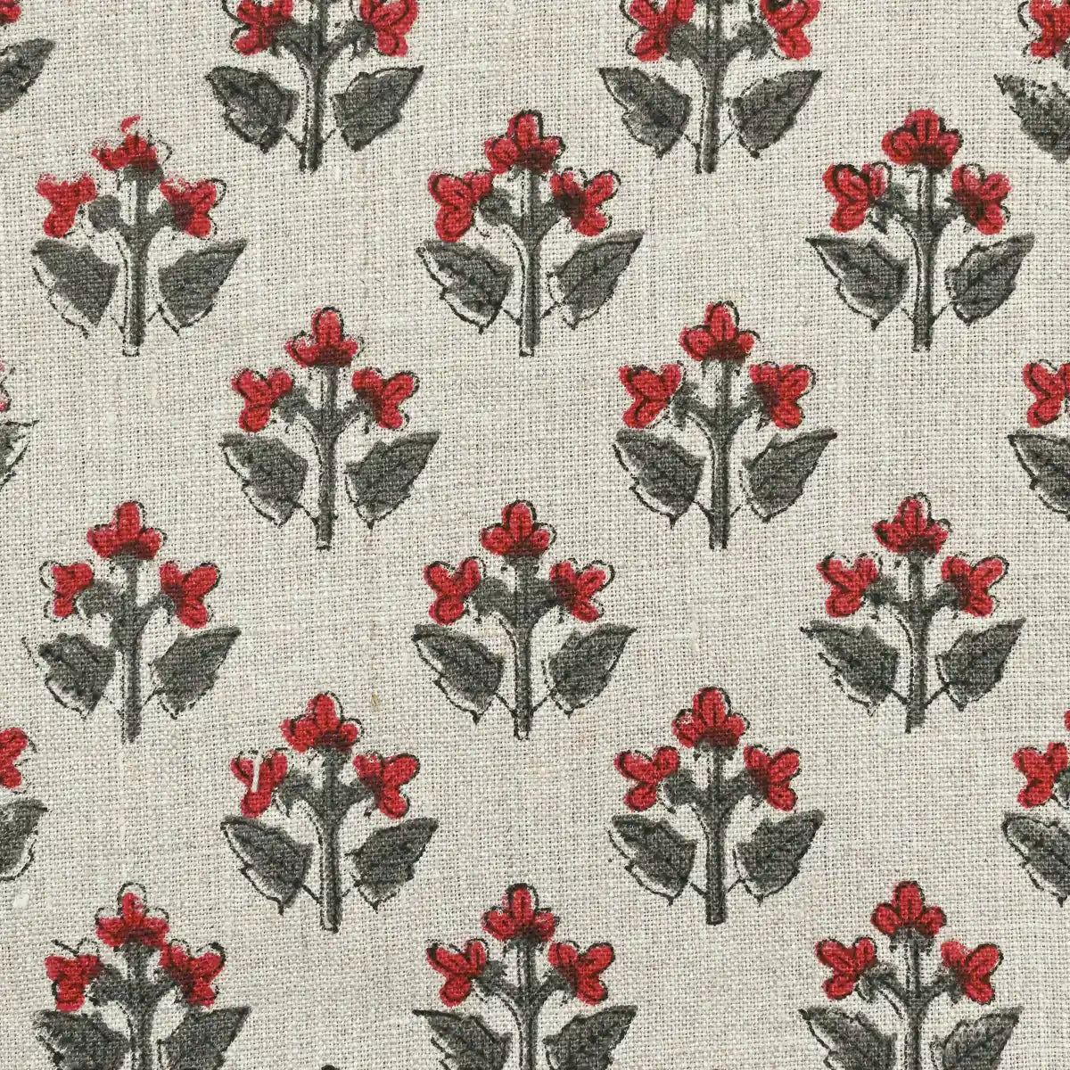 Gabby Natural Upholstery Fabric Yard Red Green Linen Fabric