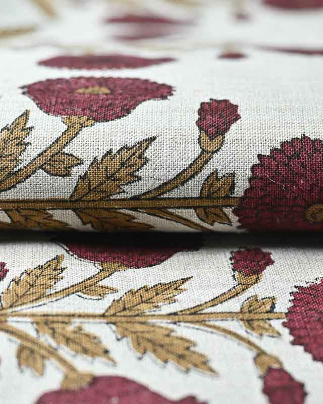 Nikita Hand Block Printed Linen Fabric Linen Fabric