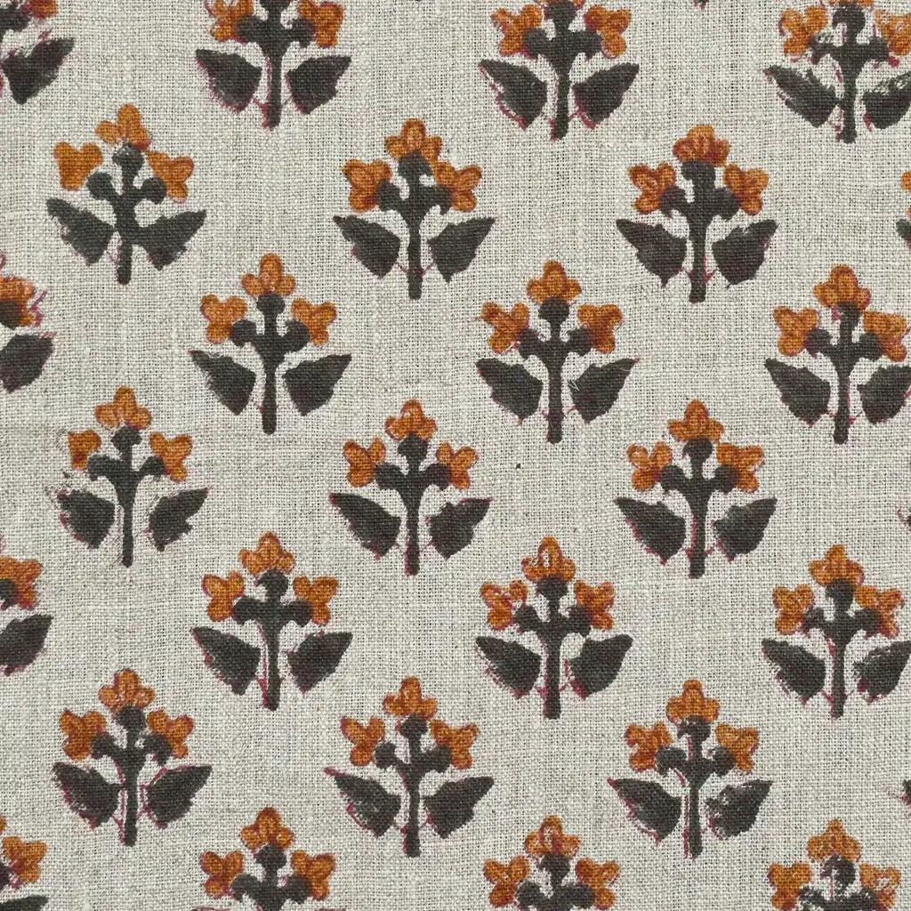 Gabby Natural Upholstery Fabric Yard Beige and Spiced Pumpkin Linen Fabric