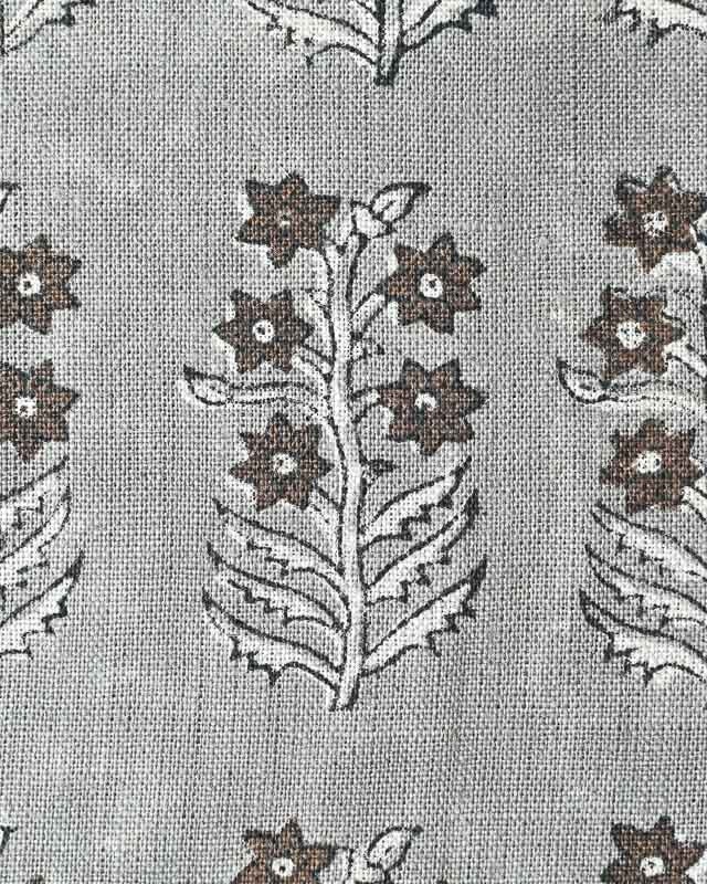 Sylvie Hand Block Printed Linen Linen Fabric