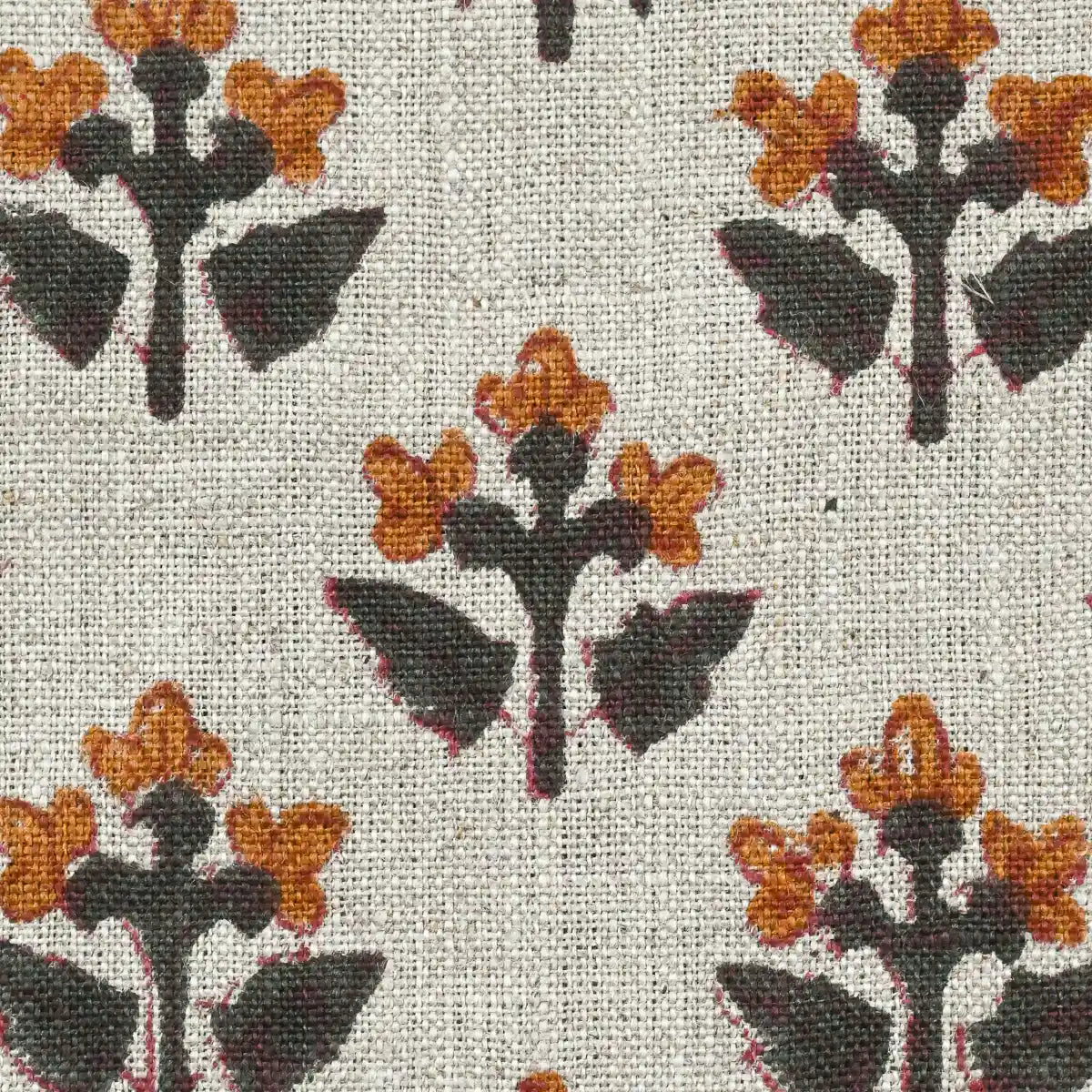 Gabby Natural Upholstery Fabric Swatch Beige and Spiced Pumpkin Linen Fabric