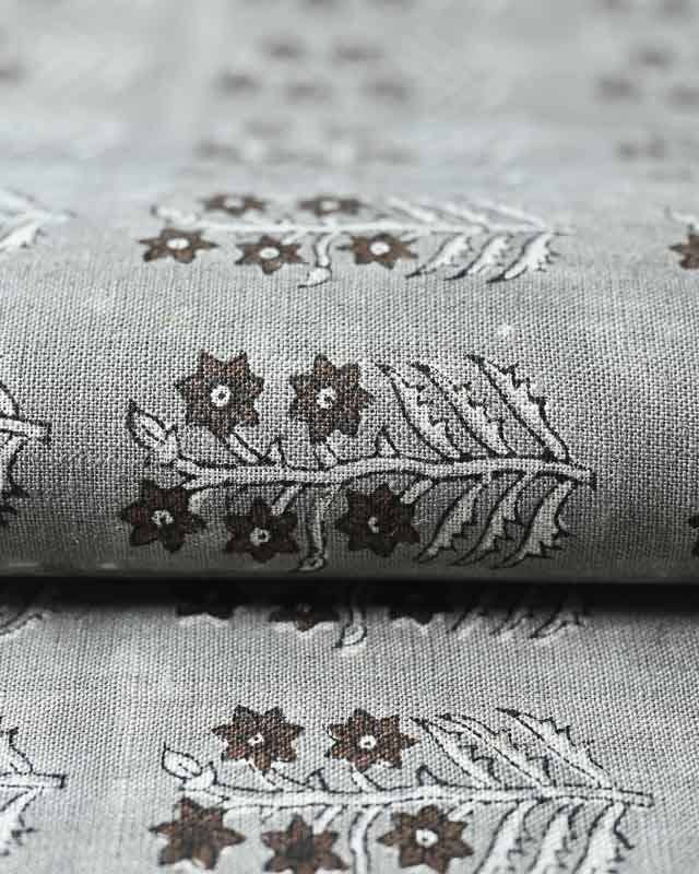 Sylvie Hand Block Printed Linen Linen Fabric