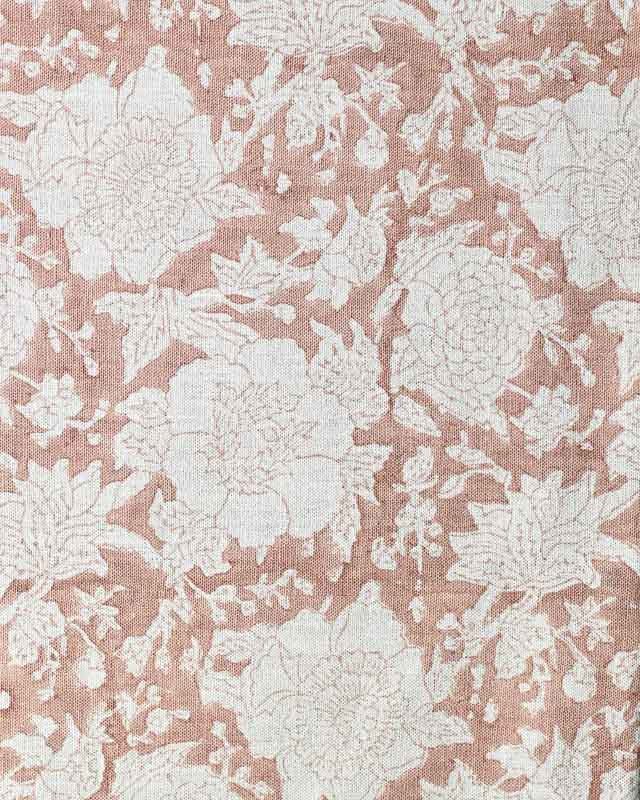 Charlie Block Print Handloom Linen Fabric Phoenix Red Linen Fabric