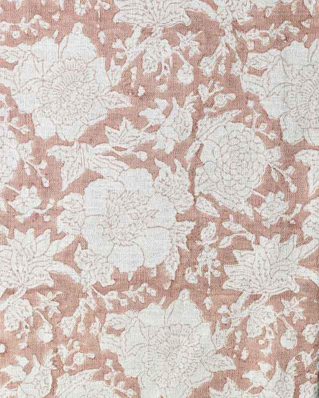 Charlie Block Print Handloom Linen Fabric Phoenix Red Linen Fabric