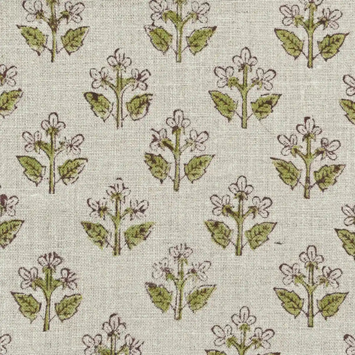 Gabby Natural Upholstery Fabric Yard Warm White and Fern Linen Fabric