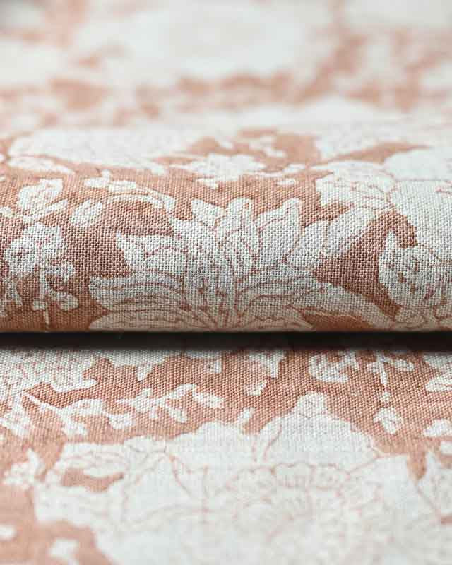 Charlie Block Print Handloom Linen Fabric Linen Fabric
