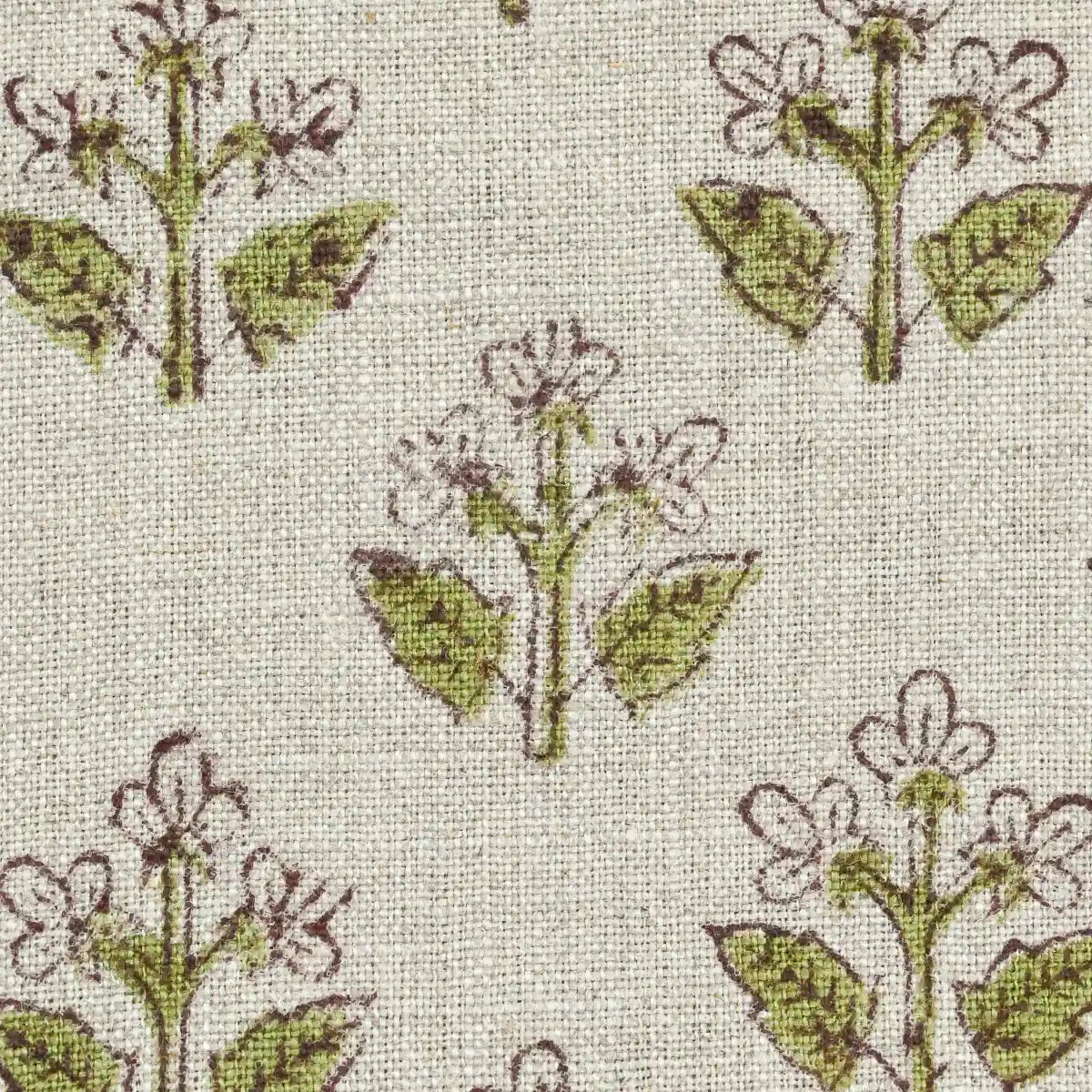 Gabby Natural Upholstery Fabric Swatch Warm White and Fern Linen Fabric