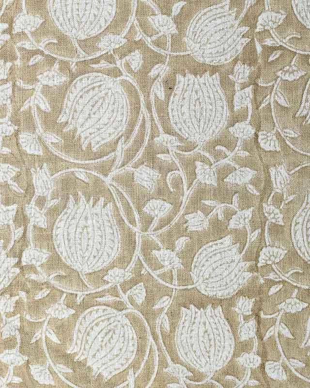 Abigail Block Print Upholstery Linen Fabric Cornforth White Linen Fabric
