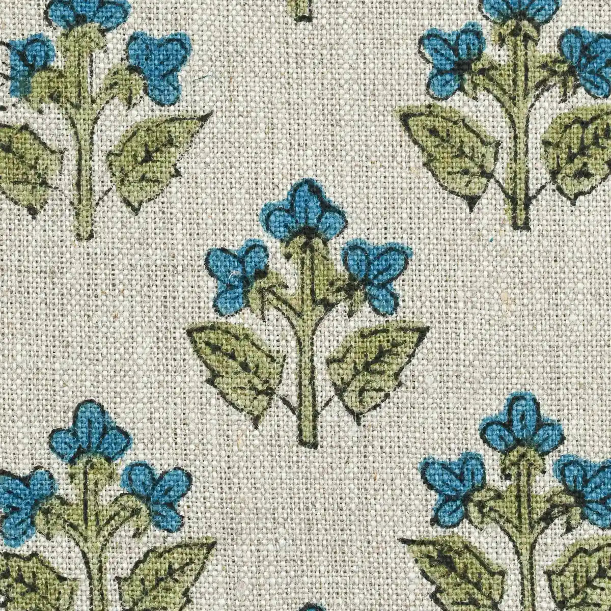 Gabby Natural Upholstery Fabric Swatch Olive Green Teal Blue Linen Fabric