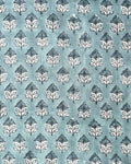 Sansa Handloom Linen Block Print Fabric Teal and Deep Teal Linen Fabric