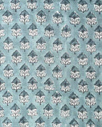 Sansa Handloom Linen Block Print Fabric Teal and Deep Teal Linen Fabric