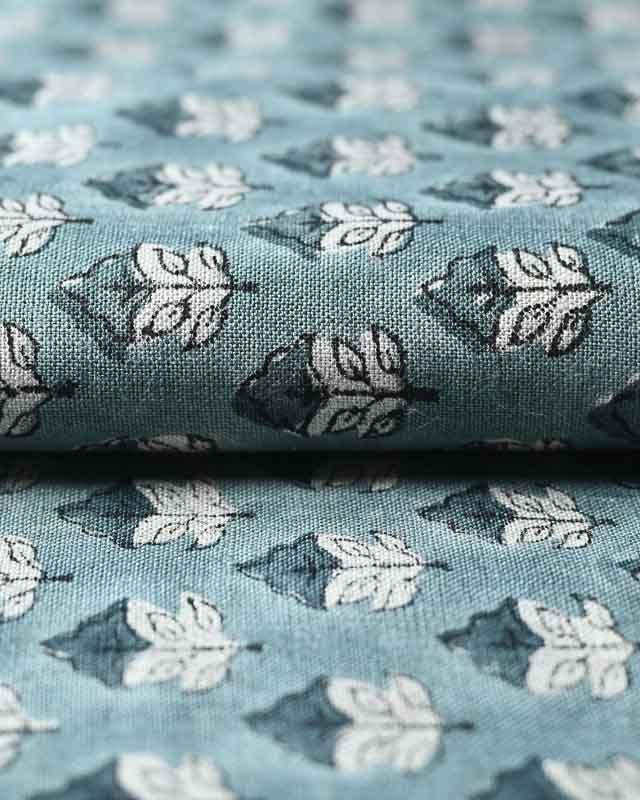 Sansa Handloom Linen Block Print Fabric Linen Fabric