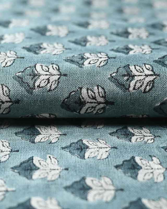 Sansa Handloom Linen Block Print Fabric Linen Fabric