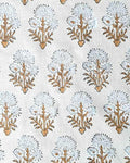 Sandra Hand-Block Printed Linen Fabric White-Brown Linen Fabric
