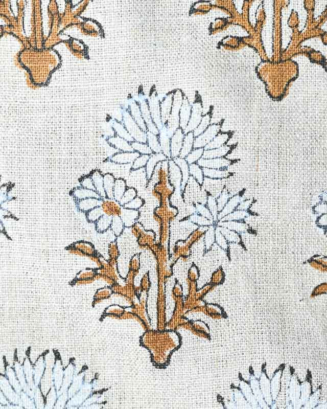 Sandra Hand-Block Printed Linen Fabric Linen Fabric