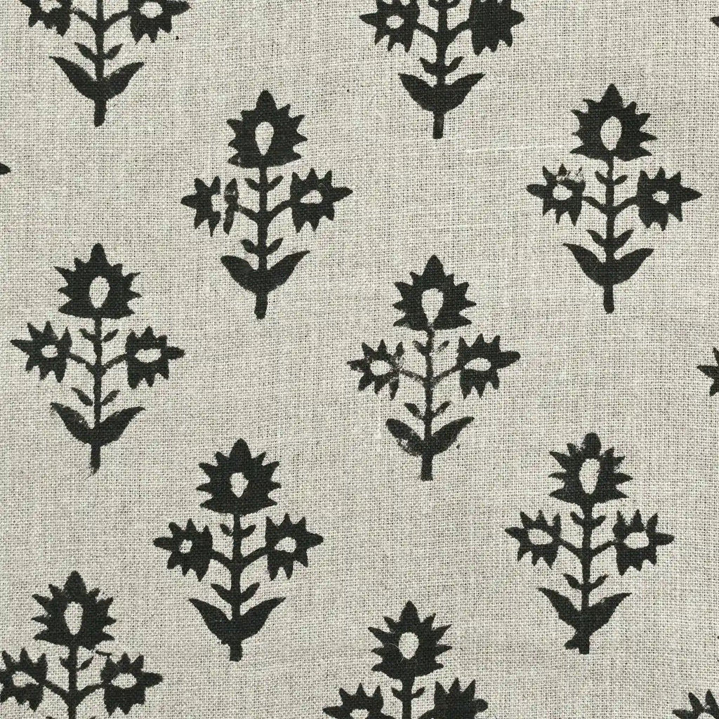 Naomi Linen Upholstery Fabric Yard Black Off-White Linen Fabric