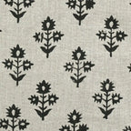 Naomi Linen Upholstery Fabric Yard Black Off-White Linen Fabric