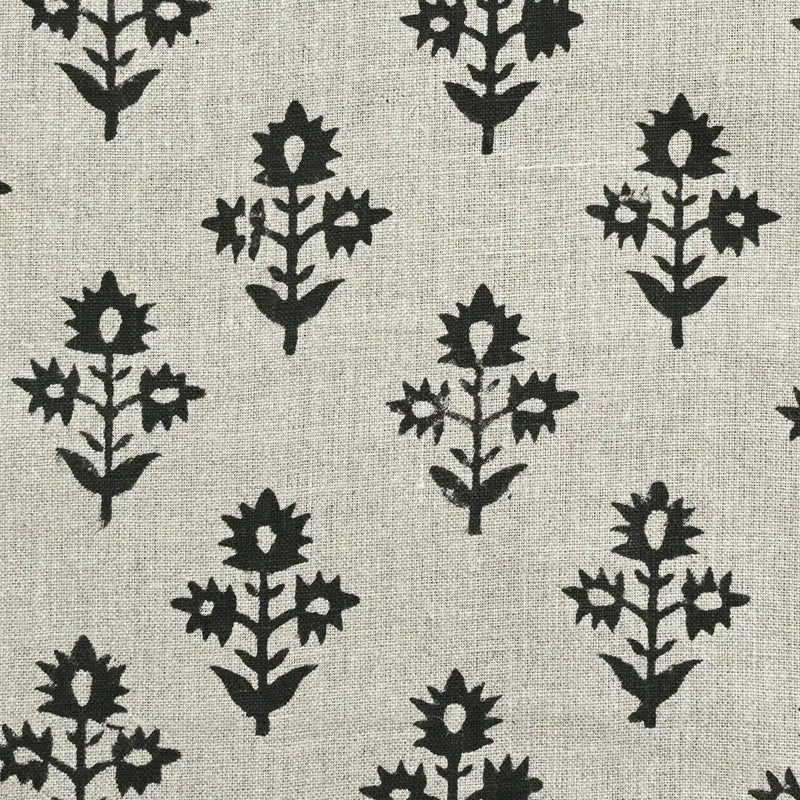 Naomi Linen Upholstery Fabric Yard Black Off-White Linen Fabric