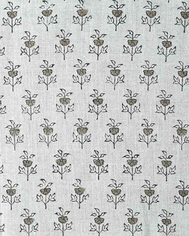 Amber Block Printed Linen Fabric Natural Linen Linen Fabric