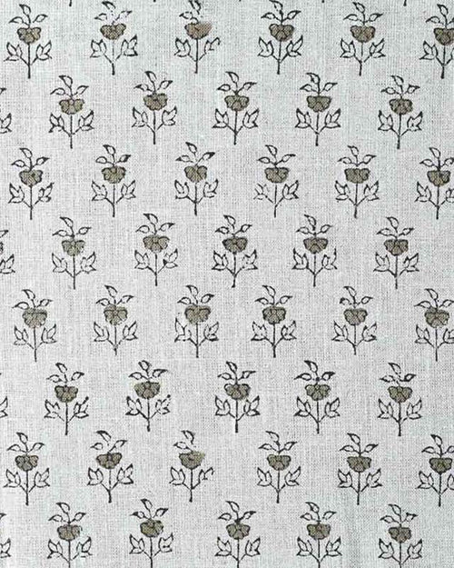 Amber Block Printed Linen Fabric Natural Linen Linen Fabric