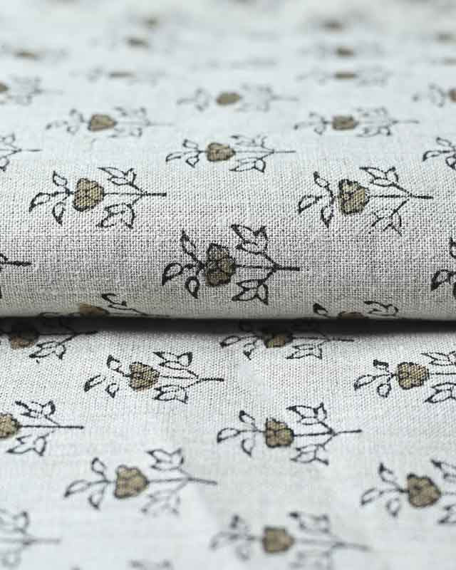 Amber Block Printed Linen Fabric Linen Fabric