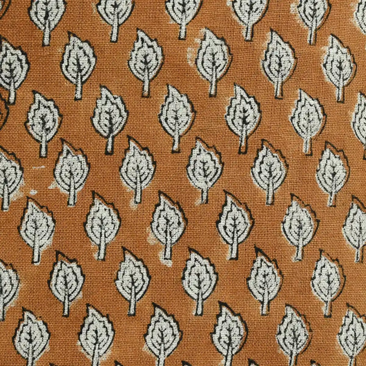 Rolly Block Printed Linen Fabric Yard Mustard Linen Fabric