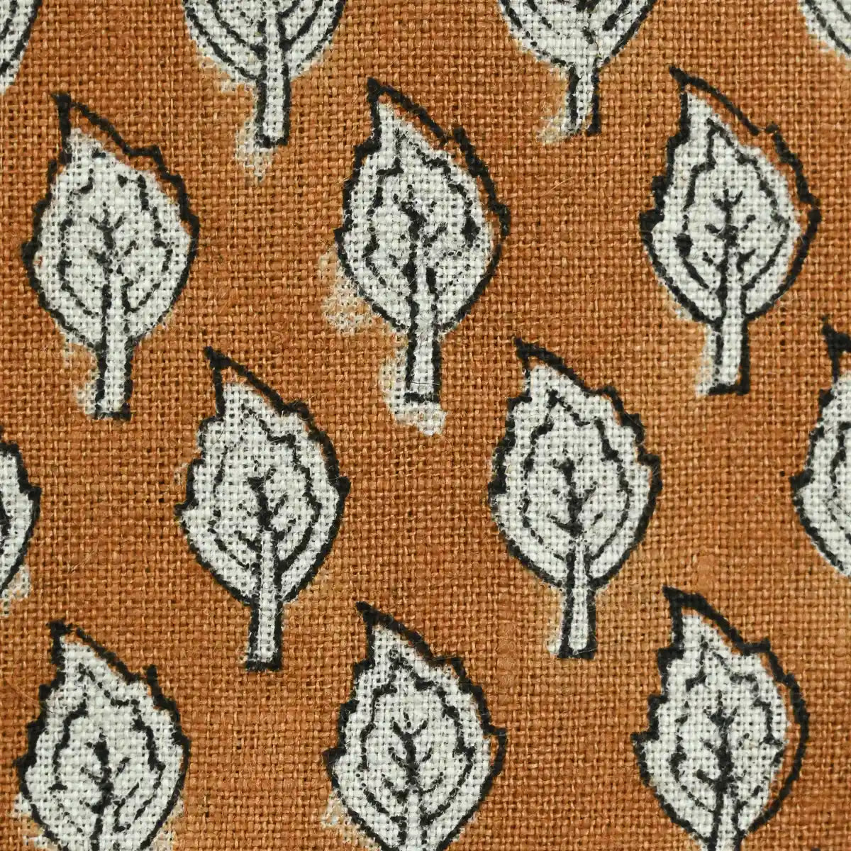 Rolly Block Printed Linen Fabric Swatch Mustard Linen Fabric