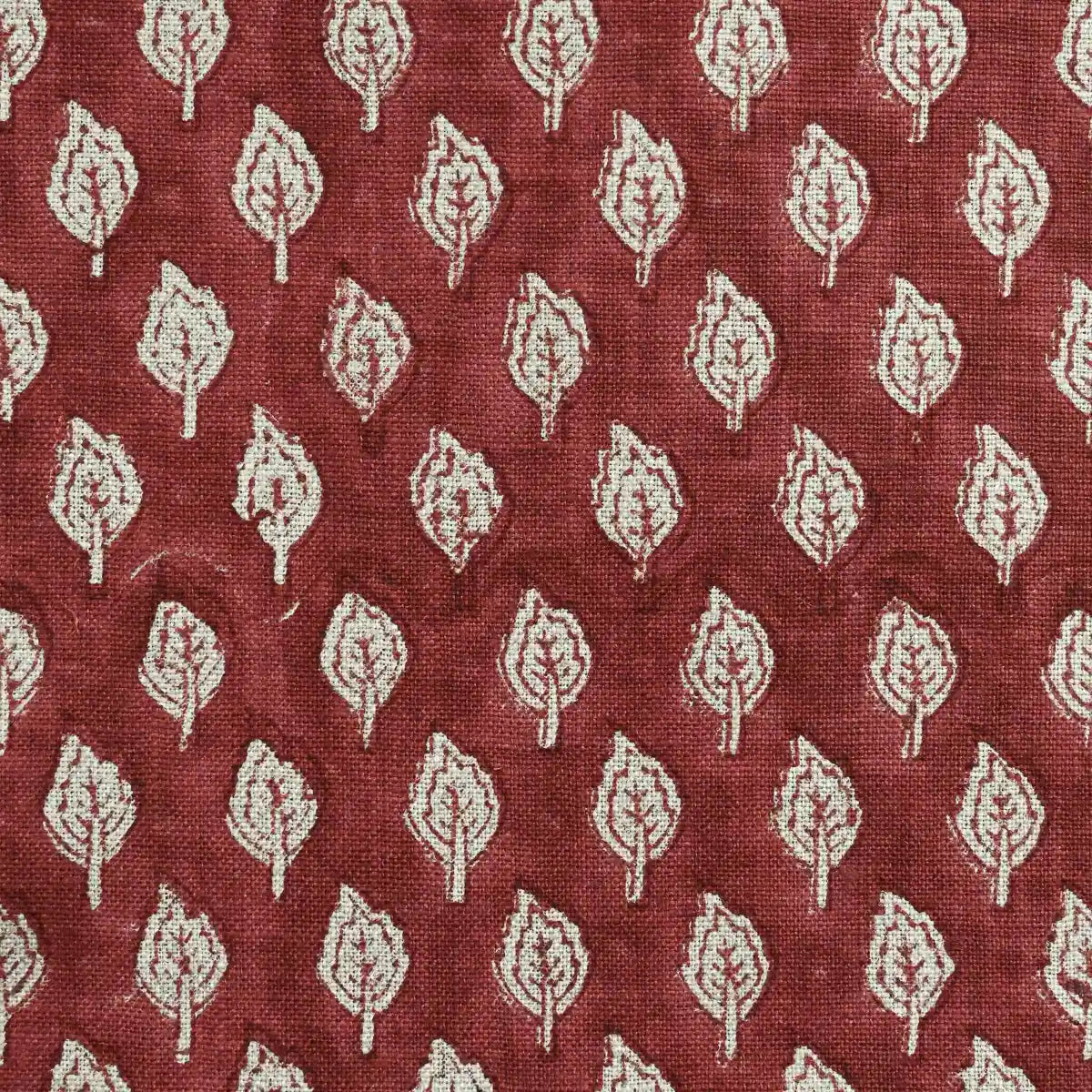 Rolly Block Printed Linen Fabric Yard Red Linen Fabric