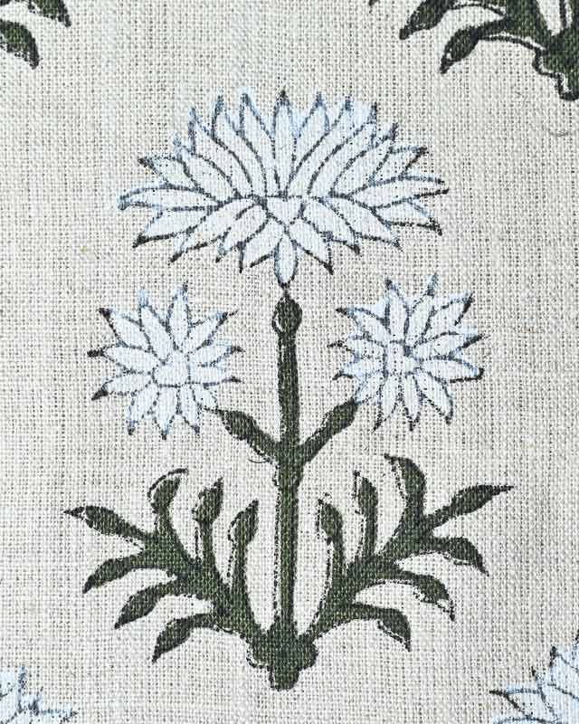 Sylvia Hand Block Printed Linen Fabric Linen Fabric