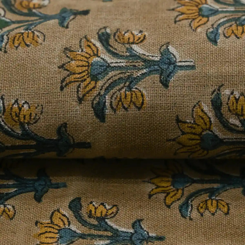 Jess Hand Block Printed Linen Fabric Linen Fabric
