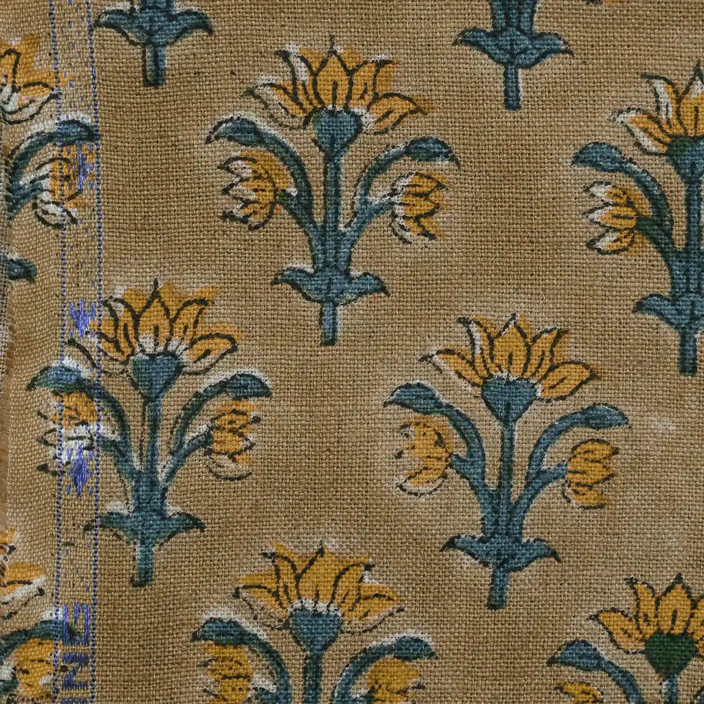 Jess Hand Block Printed Linen Fabric Linen Fabric