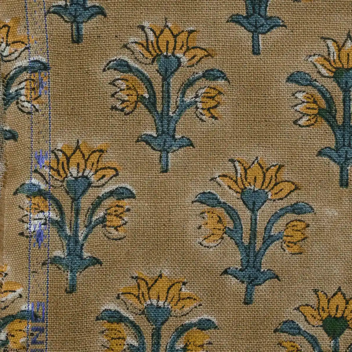 Jess Hand Block Printed Linen Fabric Linen Fabric